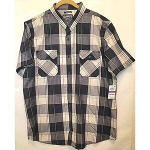 Amrican Rag Shirt Men Sz XXL Blue Plaid Button Up Short Sleeve 2 Front Pockets